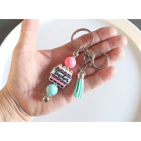 Sleutelhanger met kralen | mint, roze | teacher